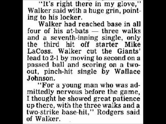Expos Press Archives - Fortunate Expos Upend Giants - Walker Starts In Big League Debut