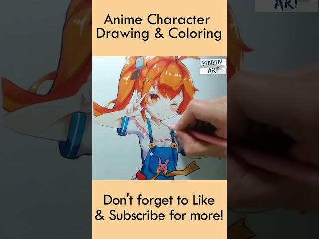 Anime Character Drawing and Coloring #shorts  #animedigitalart #animecharacterdrawing #anime #manga