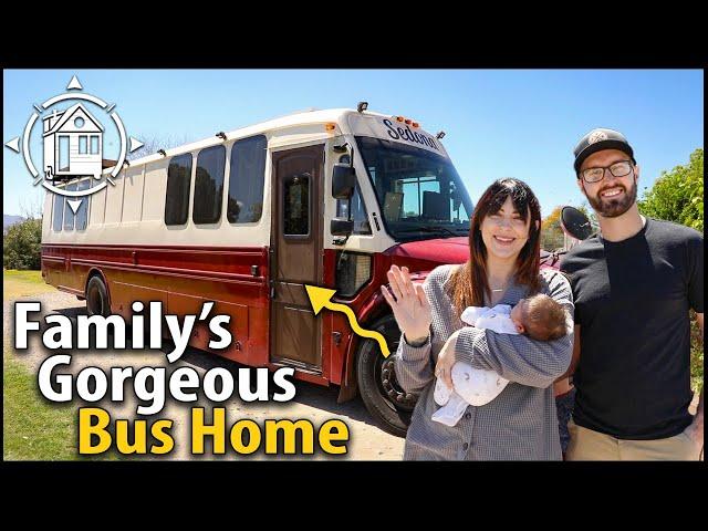 Couple builds LUXURY TINY HOME inside a SCHOOL BUS (& had a baby)!