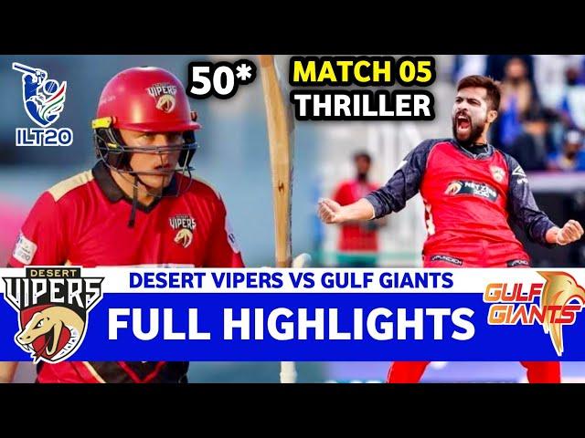 ILT20 2025 Highlights | Desert Vipers Vs Gulf Giants 5th Match Full Highlights 2025