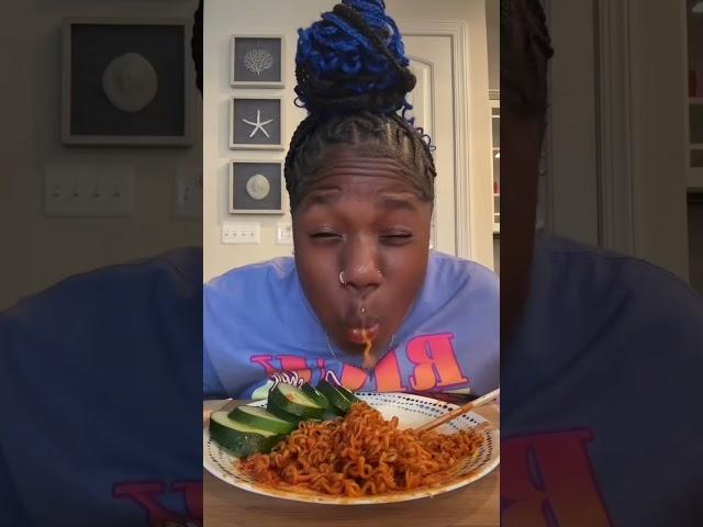 Vickey cathey eats the spiciest noodles on the planet  #shorts