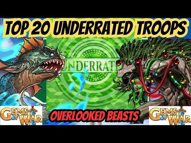 Gems of War Top 20 UNDERRATED TROOPS from Mythic to Common 2024