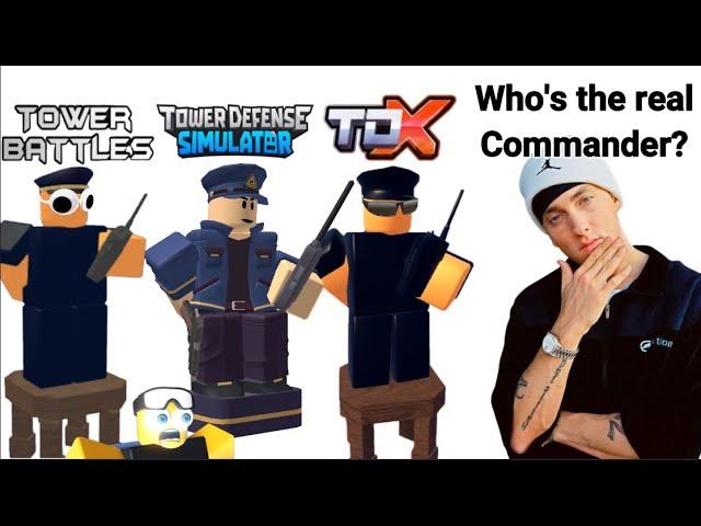 NEW TDX Commander VS TDS Commander VS Tower Battles Commander.  (Tower Defense Simulator) (Roblox)