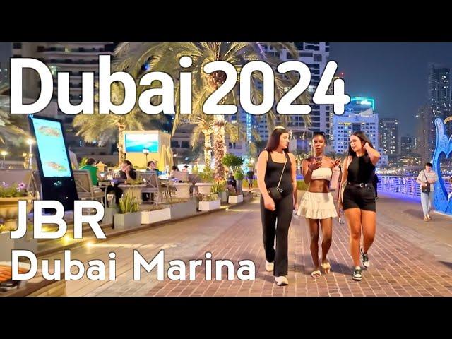 Dubai [4K] Amazing JBR, Dubai Marina Night Walking Tour 