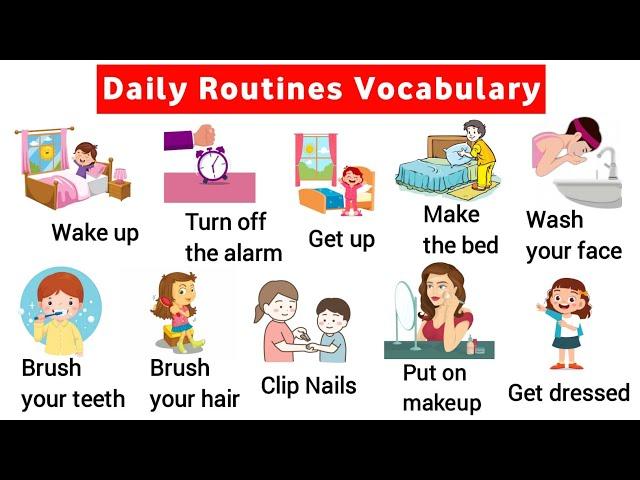 Vocabulary: 40+ Daily Routine vocabulary with sentence | listen and practice