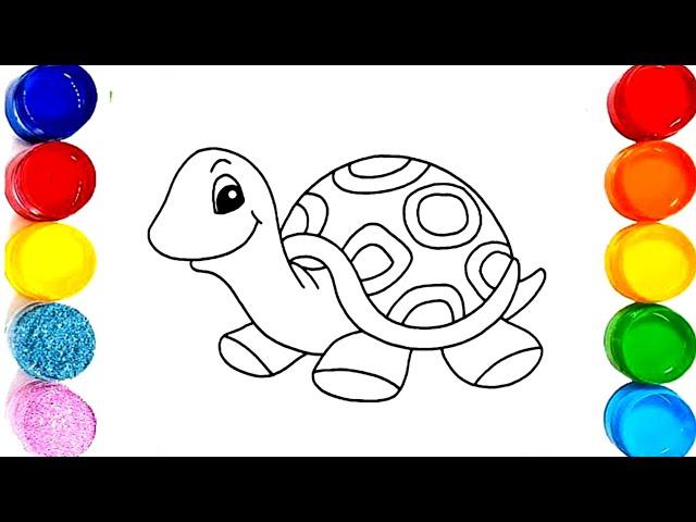 Easy tortoise drawing || How to draw a tortoise for kids & toddlers | colouring tortoise |#easydraw