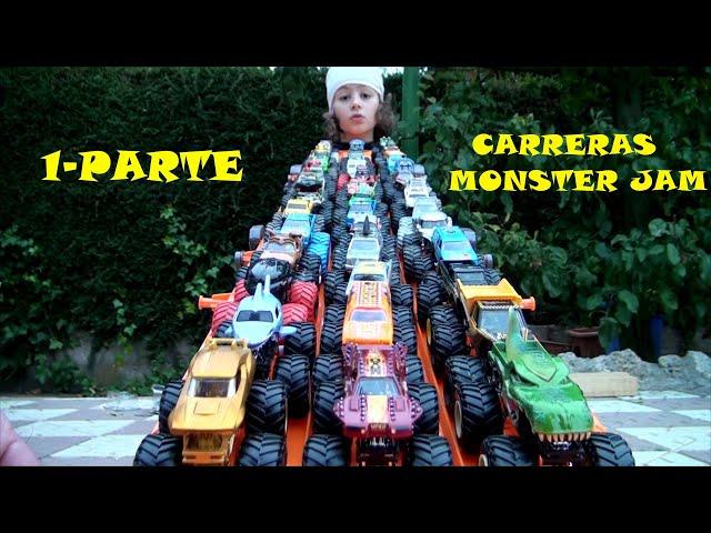 CARRERAS MONSTER JAM  PAPA VS HIJO HOT WHEELS EXPRESS 1-PARTE