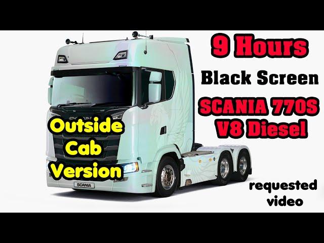 9 Hours Scania 770S V8 Truck Engine Idle Sound OUTSIDE -Black screen Sleep Meditation Relax Dream