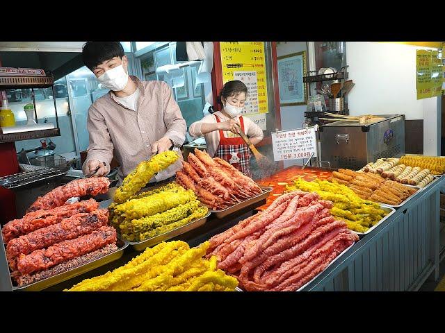 Amazing size of fried! Tteokbokki(Stir-fried Rice Cake), Gimari(Rolled Seaweed), Fried Squid&Shrimp