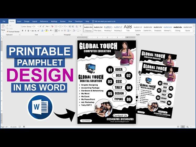 Printable Pamphlet/Poster Design in Microsoft Office Word || Ms Word Design Tutorial