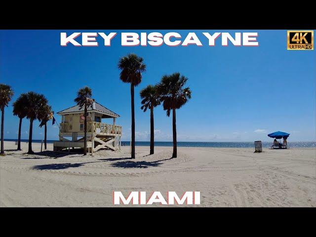 Driving and Walking Key Biscayne, Miami - Crandon Beach 4K