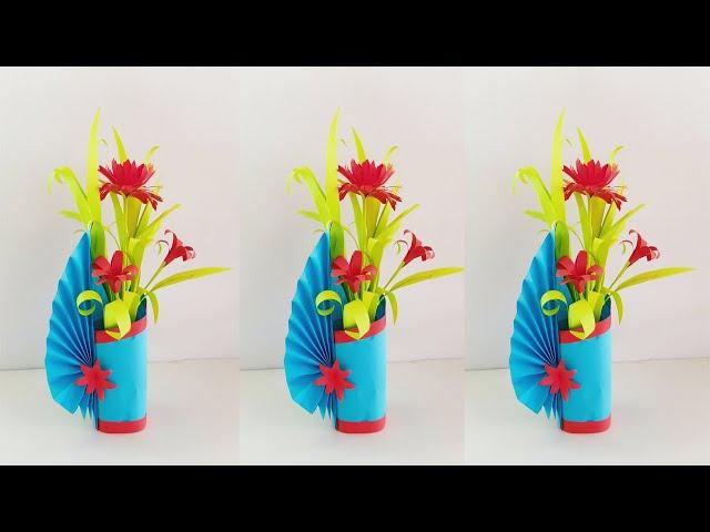 How To Make A Paper Flower Vase - DIY Simple Paper Craft | Visoth Edu