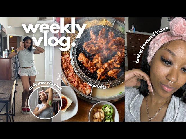 weekly vlog | korean barbecue, testing korean skincare, maintenance days, doing my own wax