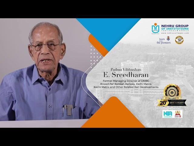 The Metro Man of India - Padma Vibhushan E. Sreedharan speaks about legacy of NCERC