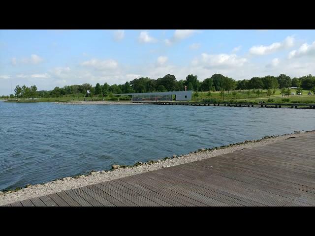 Shelby Farms Park Memphis TN Patriot lake windy summer morning 2019 boat house