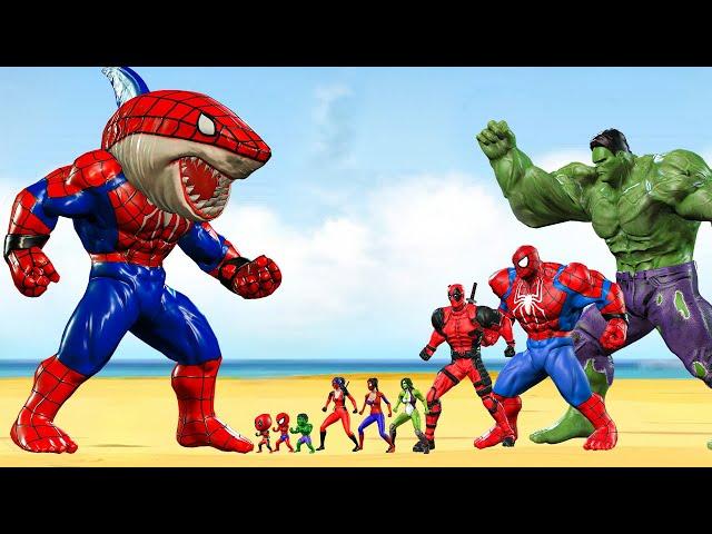 SHARK SPIDERMAN VS HULK FAMILY Recuse Baby Spiderman: Who Is The Champion? | LIVE ACTION STORY