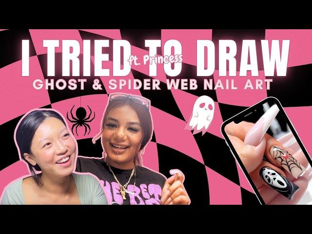 I Tried To Draw Ghost & Spider Web Nail Art ft. Princess | MakarttPro