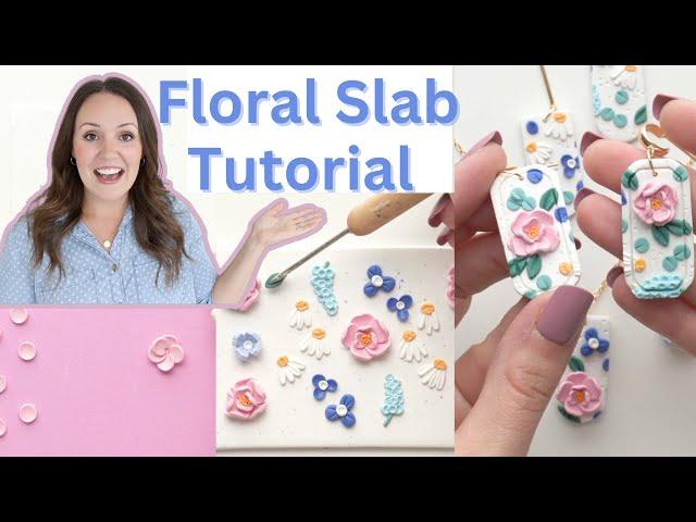 POLYMER CLAY EARRINGS FOR BEGINNERS | POLYMER CLAY FLORAL SLAB FOR BEGINNERS | POLYMER CLAY SLAB