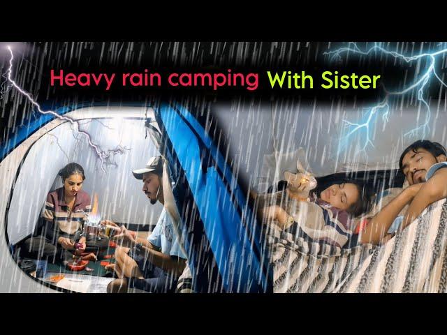 Heavy rain camping in India | rainstorm | rain thunderstorms | Night rain camping | girl camping |
