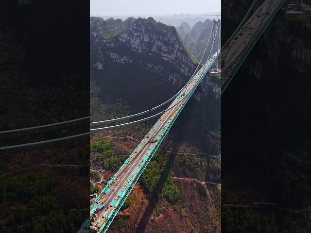 This is the world's tallest bridge under construction, Huajiang Gorge Bridge. #bridgework #bridge