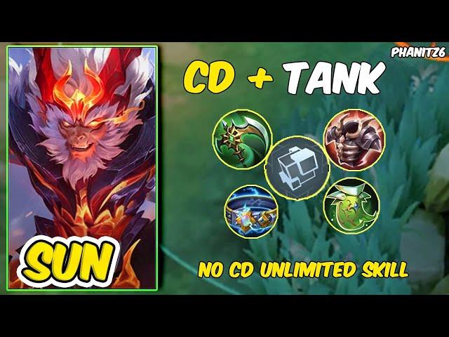 TANK SUN + NO COOLDOWN BUILD IS BROKEN! - SUN VS. ZILONG FULL DAMAGE ~ MLBB