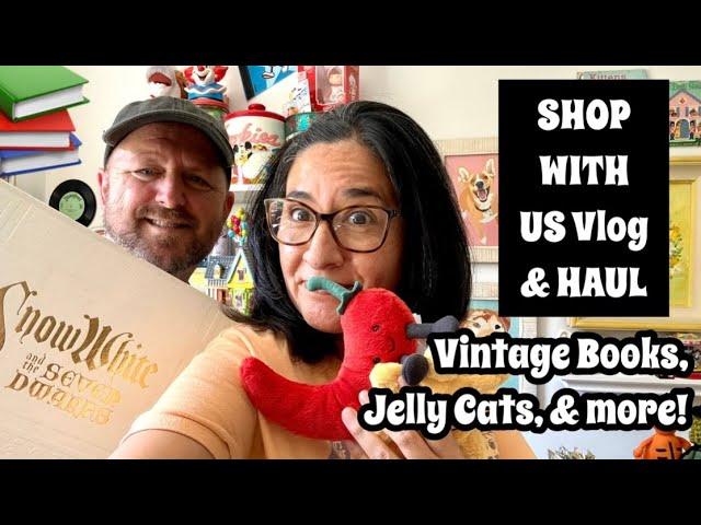 Thrift With Us Vlog For Old Books, Jelly Cats, & More / Huge Vintage Haul for Junk Journals & Crafts