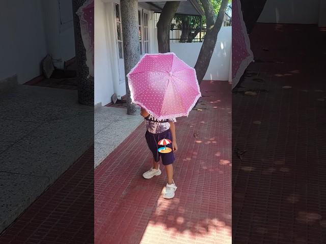 Small umbrella big umbrella #shorts #funny #nitya #comedy #cute #fun #umbrella #pink #happy