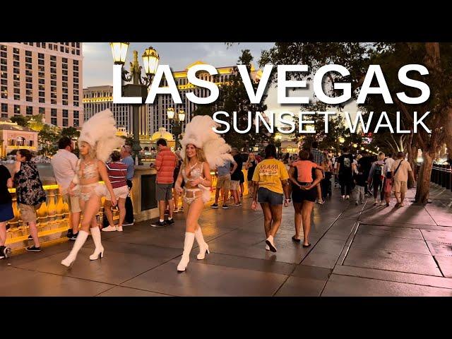 LAS VEGAS Walking Tour [4K] - LAS VEGAS STRIP - Sunset Walk