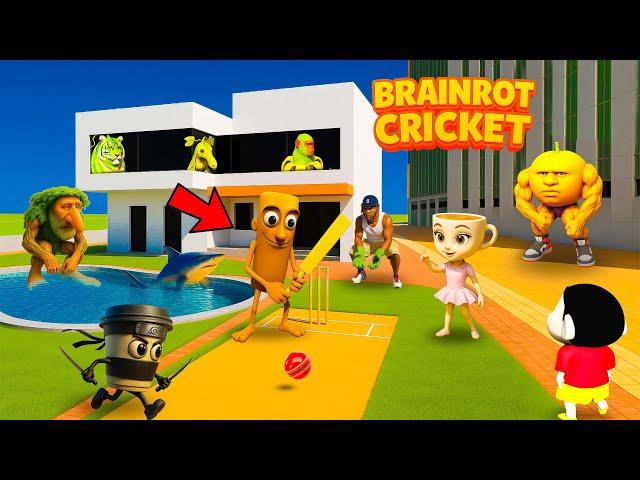 Shinchan, Franklin Built BIGGEST Cricket Stadium Playing Cricket with Brainrot Animals| GTA5 Telugu