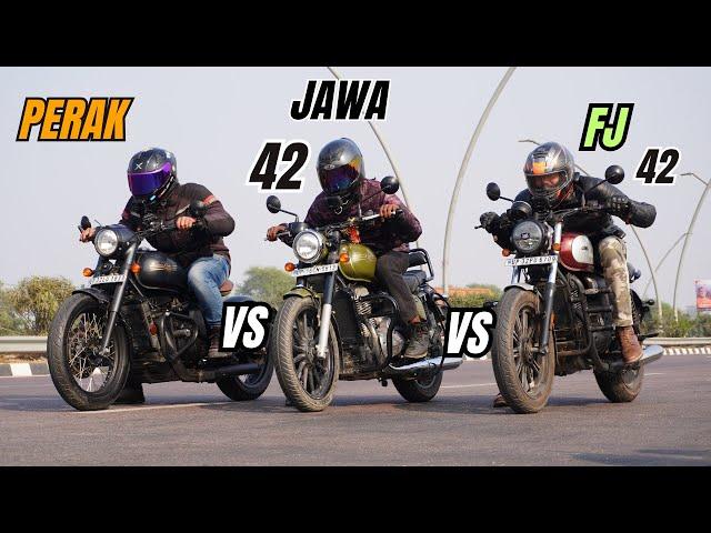 Jawa 42 FJ Vs Jawa Perak Vs Jawa 42 Triple Battle Drag Race | Ksc Vlogs