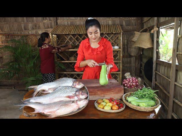 Countryside life TV: We cook fish with free vegetable from vegetable garden -  Yummy fishes cooking