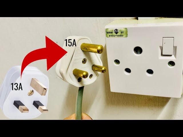 How to Convert 13A To 15A Socket & Plug | Replace UK 3 Pin 13 Amp to 15 Amp Socket Plug