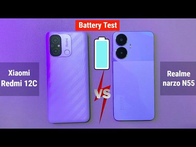 Xiaomi Redmi 12C VS Realme narzo N55 Battery Drain & Charging Test