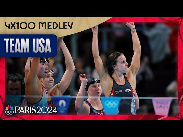 Team USA DROPS THE HAMMER with world record in women's 4x100 medley relay final | Paris Olympics