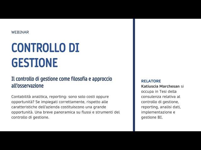 Webinar:  Controllo di gestione - 7/05/2020