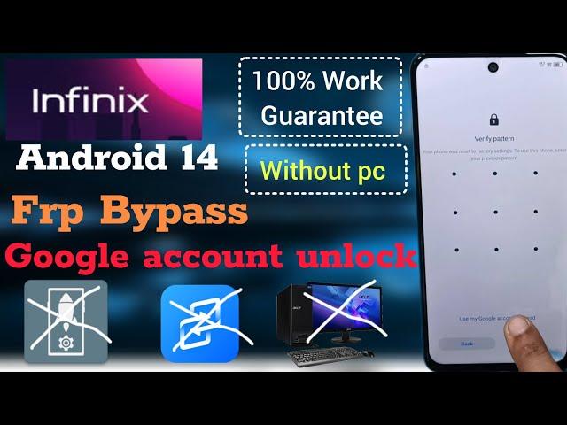 Infinix Android 14 frp bypass 100% work, all infinix Google account unlock, without computer