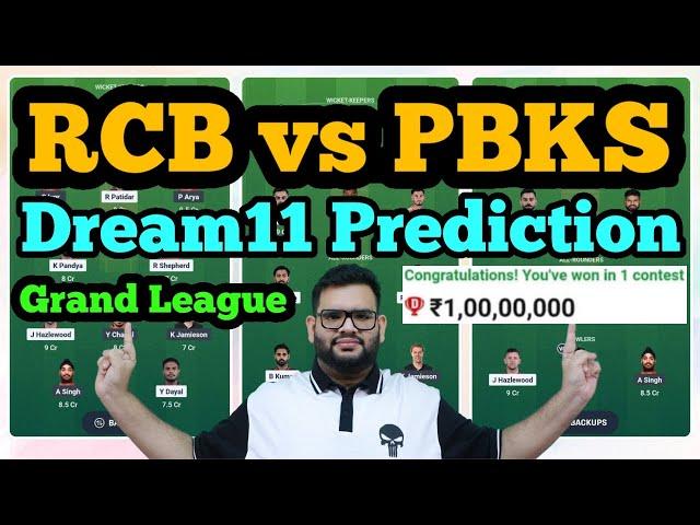 RCB vs PBKS Dream11 Prediction|RCB vs PBKS Dream11 Team|