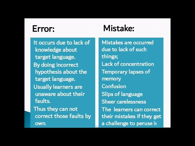 Error Analysis Part 1/ Errors and mistakes