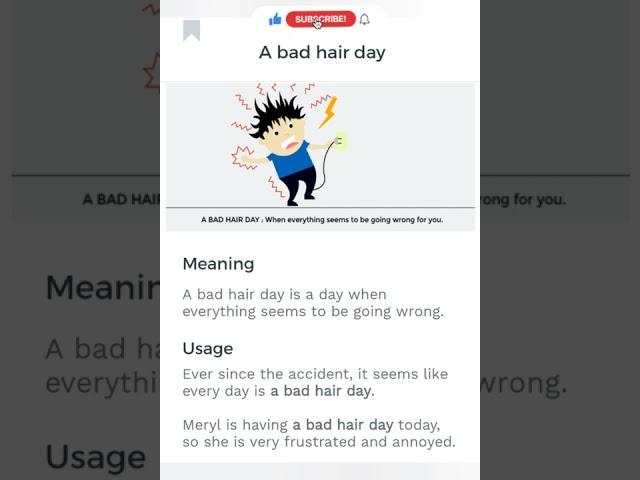 A bad hair day || Daily Idioms Series || Daily English - Verbal King #shorts #short