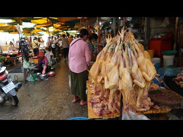 Morning Daily LifeStyle of Khmer People @Century Plaza - Many Different Varieties Food in Market