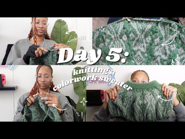 day 5 of knitting a colorwork sweater (halibut sweater) | knit vlog #61