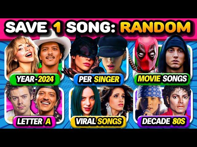 SAVE ONE SONG  RANDOM Rules (6 SONGS) Save your Favorite Tracks! | Music Quiz 2024