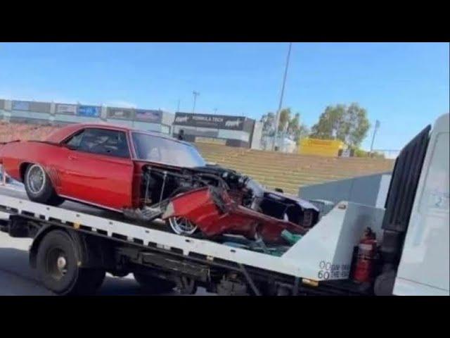 Ryan Martin wrecks the new 69 Camaro on a test pass in Australia