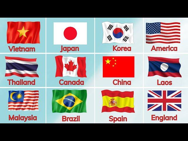 Dạy bé nhận biết Quốc kỳ và Tên các nước trên thế giới | Names and Flags of Countries | Oh Vui Kids