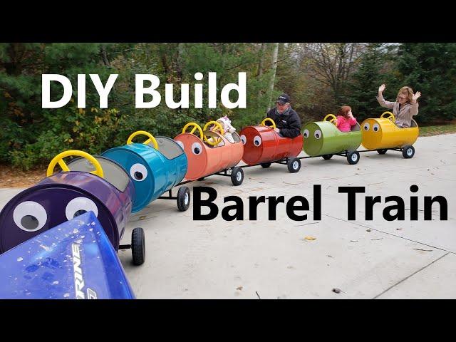  How to Build a Barrel Train - Plans - DIY Kid's Amusement Ride - Trackless Train