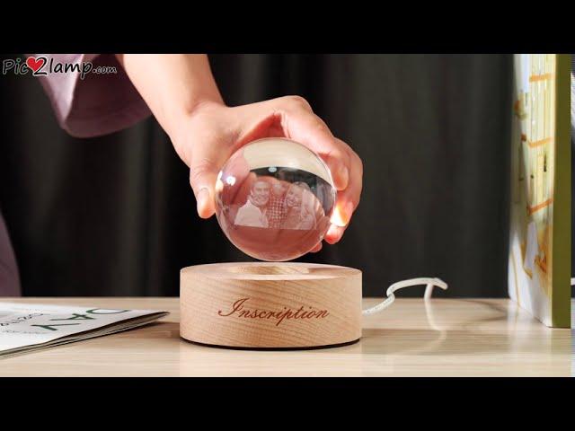 Personalized Photo Engraved Crystal Ball Lamp With Wooden Base Gift for Dad Review