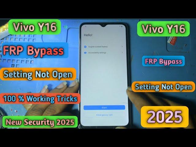 Vivo Y16 FRP Bypass Setting Not Open 2025 Method Latest Security Without Pc
