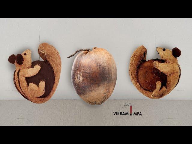 How to do carving on a coconut / Squirrel Sculpting / 3D Sculpting / carving design