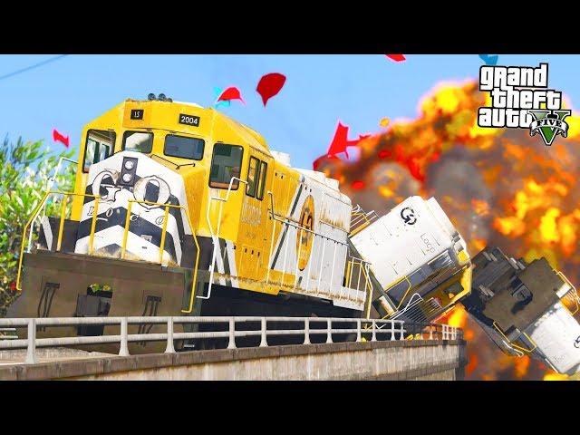 GTA 5 Train Mods - CRAZED EX COP CRASHES TRAIN! (GTA V Mods Gameplay)