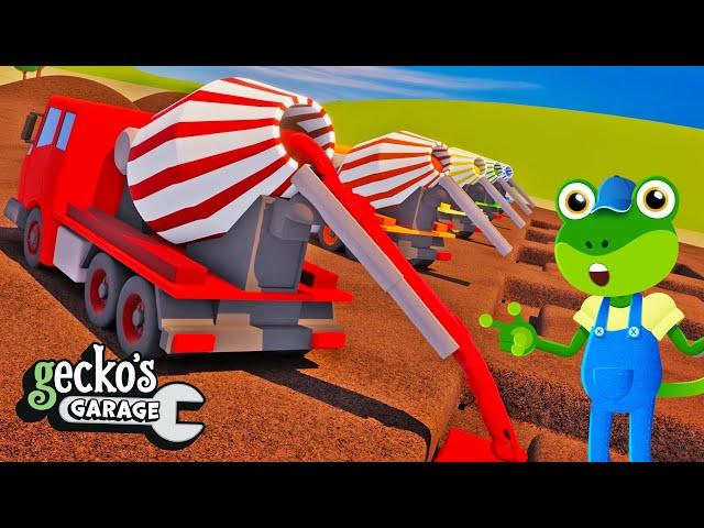 Learn Colors With Cement Mixer Trucks!・Gecko's Garage・Truck Cartoons For Kids・Learning For Toddlers